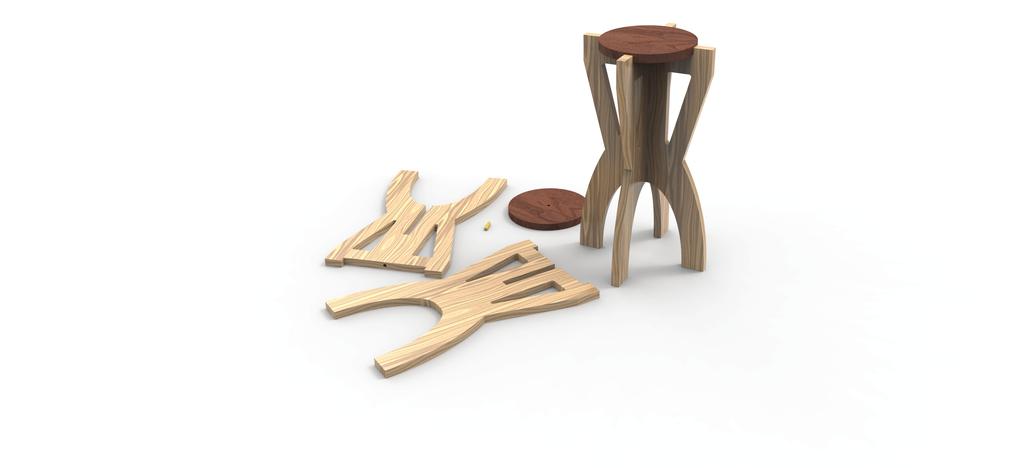 5. (S)TABLE is a flat-pack stool/table designed using 3D CAD modelling software. A promotional graphic that includes a 3D CAD illustration of the product is shown below.