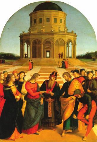 Greek and Roman subjects also became popular. Renaissance painters used the technique of perspective, which shows three dimensions on a flat surface.