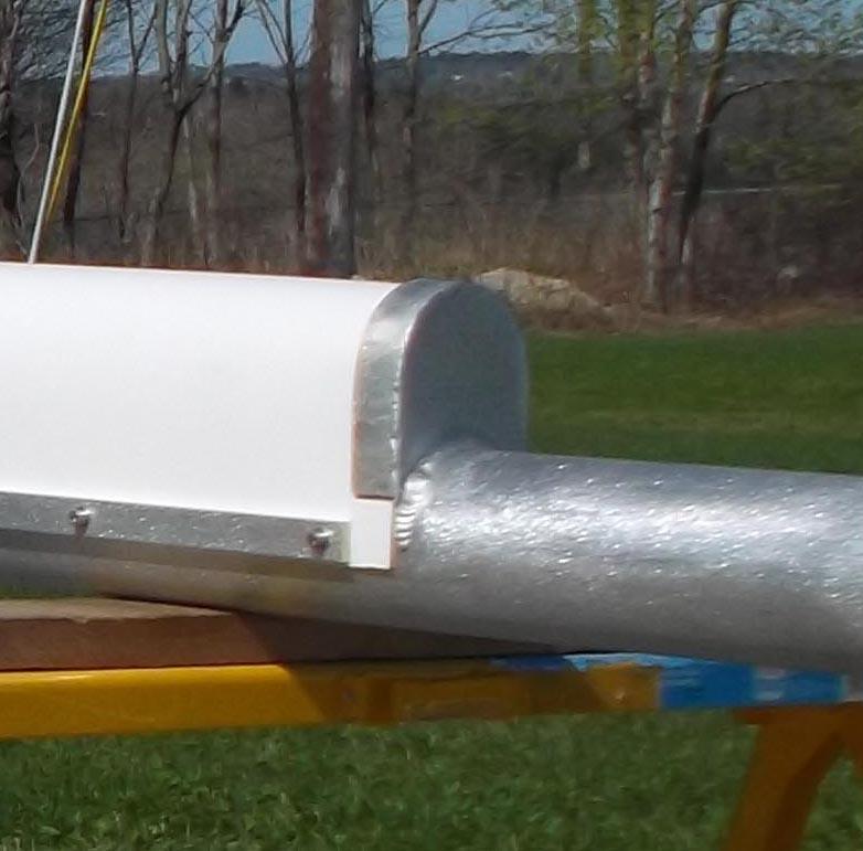 To form the radome on this Omnioid UHF slot antenna, we use a radome stop that is mounted to the top end of the antenna.