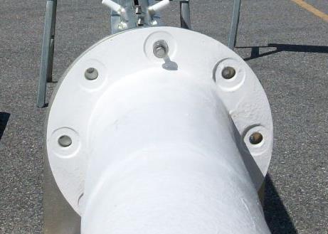 The picture to the left shows the Radome flange on a side mounted UHF slot antenna. The flange area is thickened to provide superb strength.