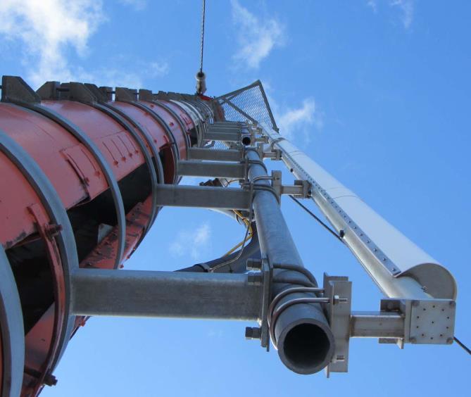 This is a channel 5 Slotted Pylon Antenna that now holds a new Micronetixx Channel 39 UHF Slot Antenna. The channel 5 pylon is 4 feet in diameter and was made by Canadian GE many, many years ago.