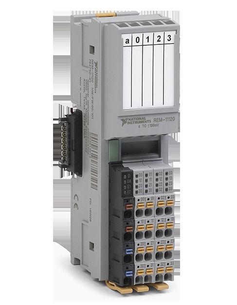 DATASHEET NI REM-11120 Temperature Input Module for Remote I/O 4 thermocouple channels with input range of ±100 mv 1 voltage input channel with range of ±5V 24-bit resolution Optional external CJC or