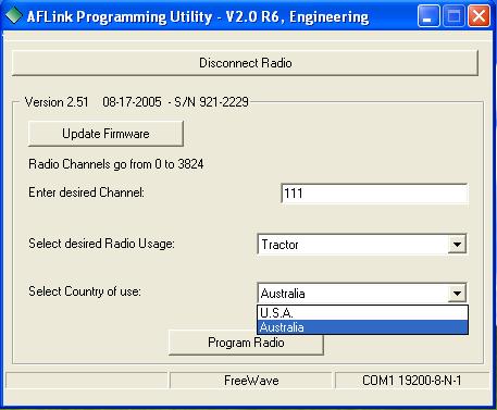 Figure 25 - AFLink Freewave firmware update for version older than 2.