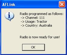 As shown in Figure 26, the 2 countries currently supported by the AFLink with Freewave radios are: The United States of America Australia When all boxes contain valid entries, the software enables