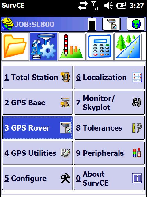 Figure 3-3 SurvCE GPS Rover Menu page GPS Rover Configuration