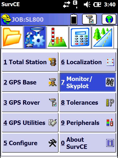 Monitor/Skyplot tab ` This tab provides status information regards the receiver