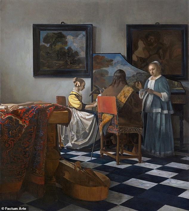 The Concert by Johannes Vermeer, 1664. The Dutch artist's mysterious picture was stolen from the Isabella Gardner Museum in the US by thieves disguised as guards in 1990.