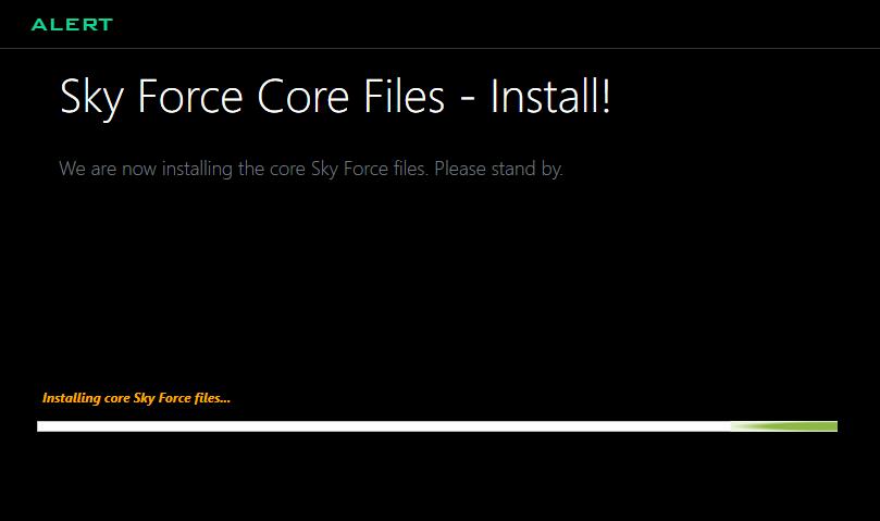 0 Install Core Sky Force Files Process Window Step 8 Click FINISH to finalize the registration