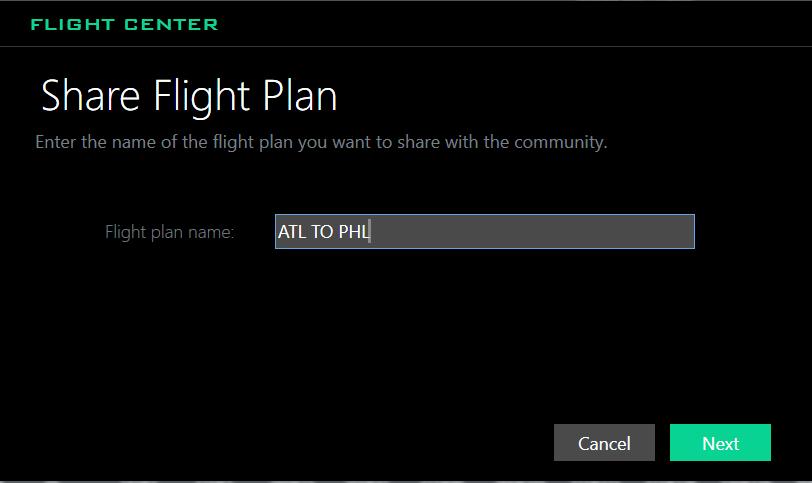 Flight Center Procedures SHARE A FLIGHT PLAN WITH THE COMMUNITY You might want to share your adventure with a friend or another virtual pilot.