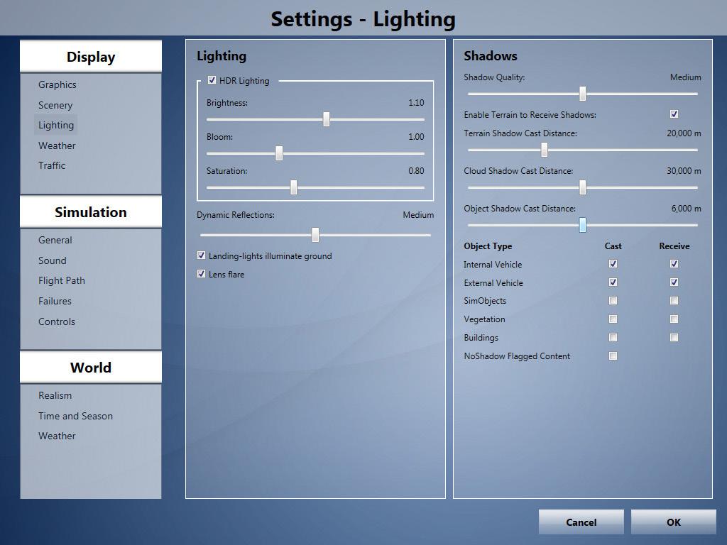Recommended P3Dv3 Settings HDR Lighting - Whether to use HDR lighting is down to user choice, however make sure to use the HDR Textures option in REX when using HDR.