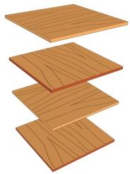 MANMADE BOARDS - PLYWOOD 1 Plywood is a composite material. Composed of individual plies / veneers of wood. The plies are glued together with synthetic resin.
