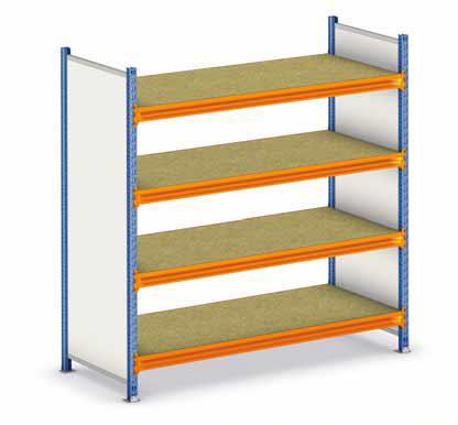 Wooden side panels - Frames can also be built using uprights and wooden side panels to prevent the product stored from falling or getting mixed up with other levels.
