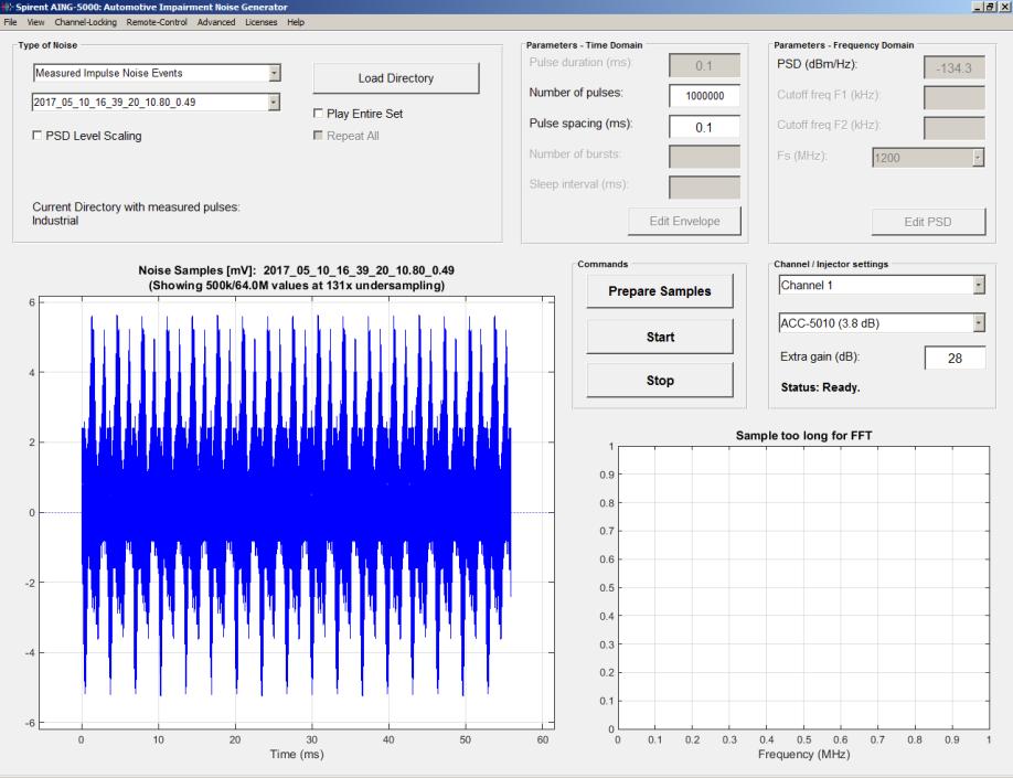 Impulsive Noise Measurement Taking another sample with an amplitude of 10.80 mvpp allows for an extra gain of 28 db. This leads to a maximum allowed noise amplitude of approx. 270 mv pp.