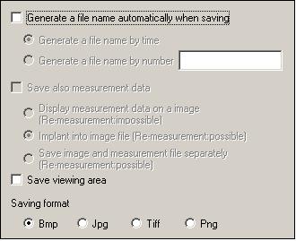 60 6. SETTINGS Select the File Saving format For saving formats, Bmp, Jpg, Tiff, and