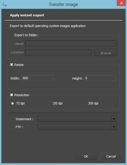 Transfer Image Options (video) - Transfer Image allows users to instantly transfer images directly to a 3 rd party imaging application, to a local or network folder and/or directly to an FTP site.