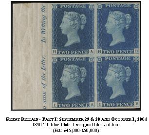 THE PHILATELIC COLLECTION FORMED BY SIR GAWAINE BAILLIE, BT -The Most Important Collection of Stamps to be sold for 50 Years- -Unquestionably the most comprehensive collection of its kind- -Estimated