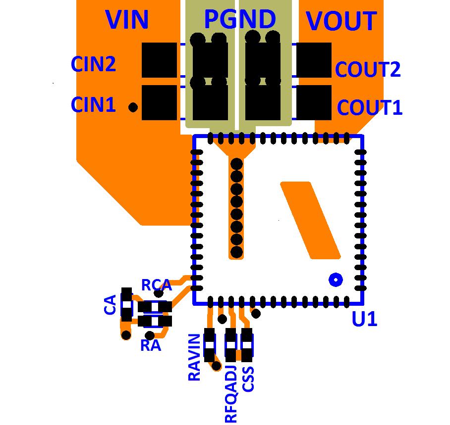 Layout Recommendation EN6382QI Figure 8: Top Layout with Critical Components Only (Top View). See Figure 7 for corresponding schematic.