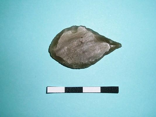 Leaf shaped arrowhead Period: Neolithic Date: 4500 2000BC Use: Hunting Site: Culbin Sands (Morayshire) Arrowheads would have been attached to the end of a long wooden shaft and fired from a wooden