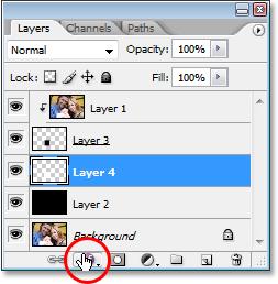 Click on the Layer Styles icon at the bottom of the Layers palette.