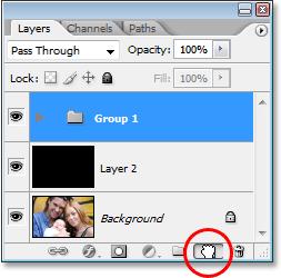 First, click once again on the triangle to the left of the folder in the Layers palette to close the group so your Layers palette doesn t get too cluttered.
