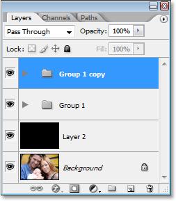 The copy of the Layer Group appears above the original. We now have our second polaroid.