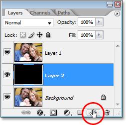 Step 4: Add A New Blank Layer With Layer 2 (the layer we just filled with black) selected, click once again on