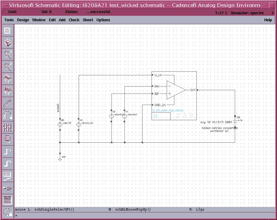 Testbench and Schematic of the Comparator Circuit Operating conditions: Performances: Supply Voltage U_LH: from 6.0 V to 7.0 V (nominal 6.