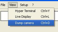 Dump: Allows to dump all the Camera info/settings in a text file. This command is available in the CommCam View Menu: => Read function : r dump ; BaudRate: Set the Camera BaudRate.