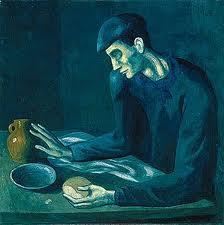 In this Picasso painting we looked at earlier, the color blue dominates the work,