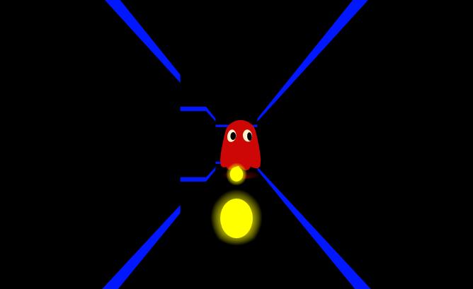 Pac-Man and Arcaid Arcaid is a first-person adaptation of the classic arcade game Pac-Man. The player navigates a maze full of yellow pellets.