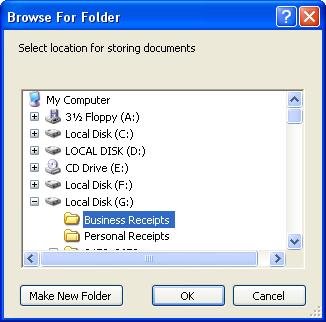 Click the Browse button. 9. Select the folder you created for storing the scanned documents.