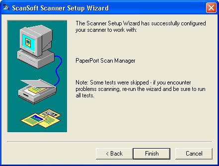 42 VISIONEER ONETOUCH 9420 USB SCANNER USER S GUIDE 10. Click Next on the message window. The final Setup window opens to let you know the setup process is finished. 11.