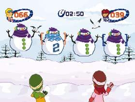 Target the Snowman who looks different from the others. Be sure to dodge the snowballs being thrown by the Snowmen. Curriculum: Observation Easy Level: Move the joystick up or down.