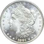 Coupled with virtually perfect surfaces, the eye appeal is fantastic!.... #211570 $5850.00 1880/79-CC. PCGS. MS-64. Reverse of 1878. Flashy white luster with frost on the devices.