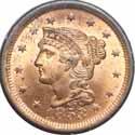 Designated Brown by NGC but there is considerable shimmering mint red on the highly lustrous surfaces of this Premium Gem....... #202514 $1995.00 1852. PCGS. MS-65. BN.