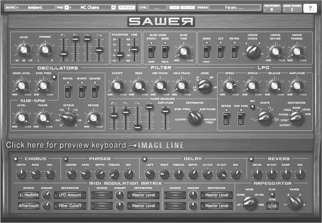 Sawer - is a vintage modeling synthesizer that can cut through a