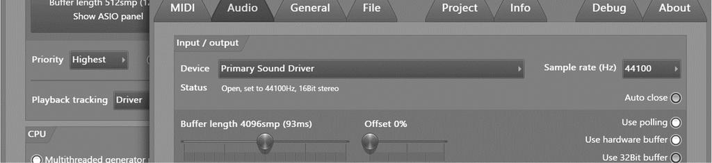 The System Settings Screen. When you first run FL Studio, you should press F10 on your PC keyboard to access it (or Options > Audio Settings).