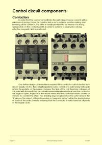 The following are example pages from this part of the, describing electrical symbols, contactors and