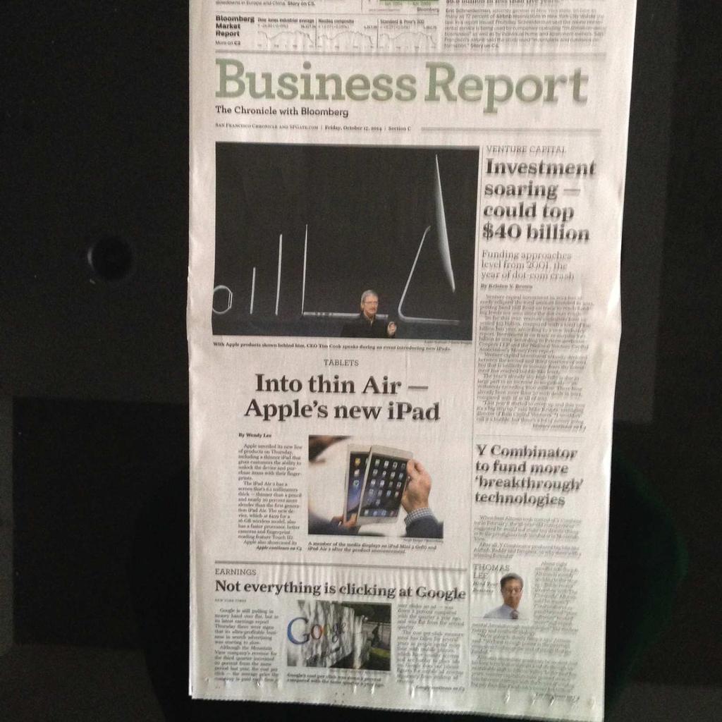 My Hometown paper Friday, October 17, 2014 VC funding approaches level from 2001, the year of the dotcom crash So far in 2014 VCs have invested $33B as compared to $30B in 2013.