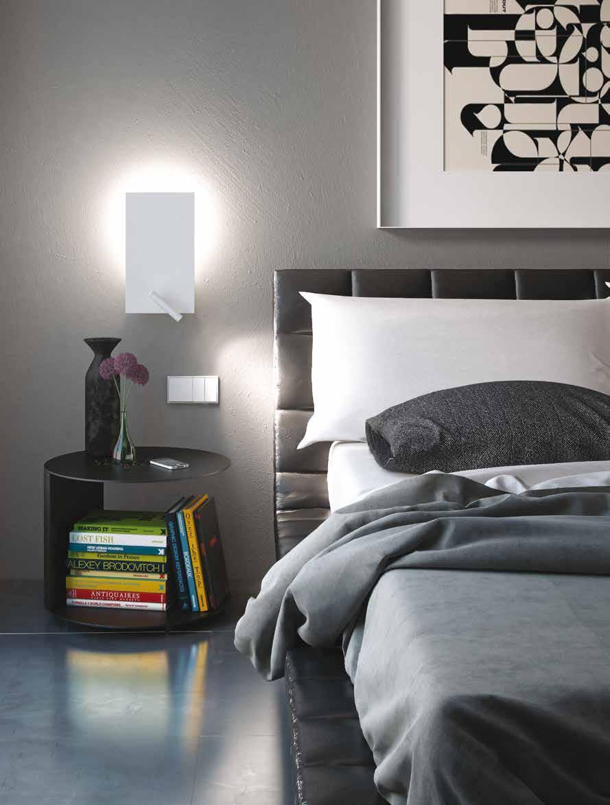 Flat Design by Novell - Perera Estructura hierro Structure iron Con interruptor para el lector With switch for the reading light con lector With reading light 4417/011 blanco