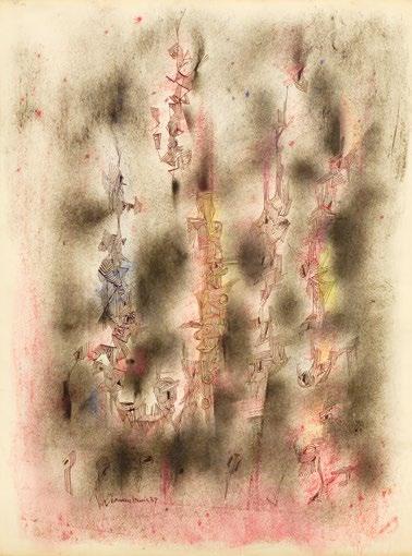 Carnaval Totem, 1959 Crayon, pastel, and ink on paper 24