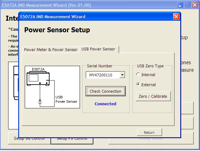 Press Check Connection When the power sensor is connected to the ENA successfully, Connected is