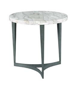 Walnut 700-918 Delphi Lamp Table Dia 26 H25 Metal base, white marble top