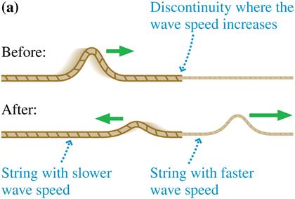 Waves also reflect from a discontinuity, a point where there is a change in the properties of the medium. At a discontinuity, some of the wave s energy is transmitted forward and some is reflected.