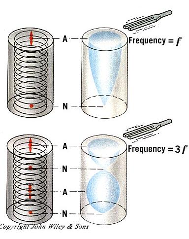 Longitudinal standing wave Open tube on only one end: fn = n (v/4l) with n = 1, 3, 5,.