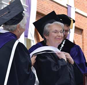 Photo courtesy of Iowa Wesleyan College Elizabeth Garrels was awarded an honorary Doctor of Humane Letters degree at Iowa Wesleyan College commencement Lynn Rymarz Elizabeth Garrels, President of