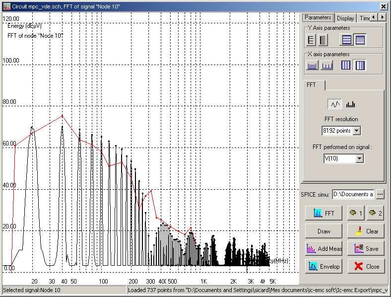 3.10 Comparison with Measurements In the EMC window, click "Add Measurements" to display the measurements superimposed to the simulations, for comparison purpose.