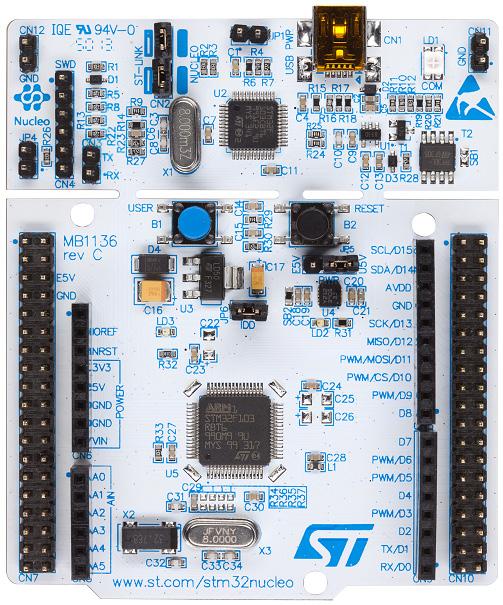 Platform used for the tests Flexible board power supply Through USB or external source Integrated ST-Link/V2.