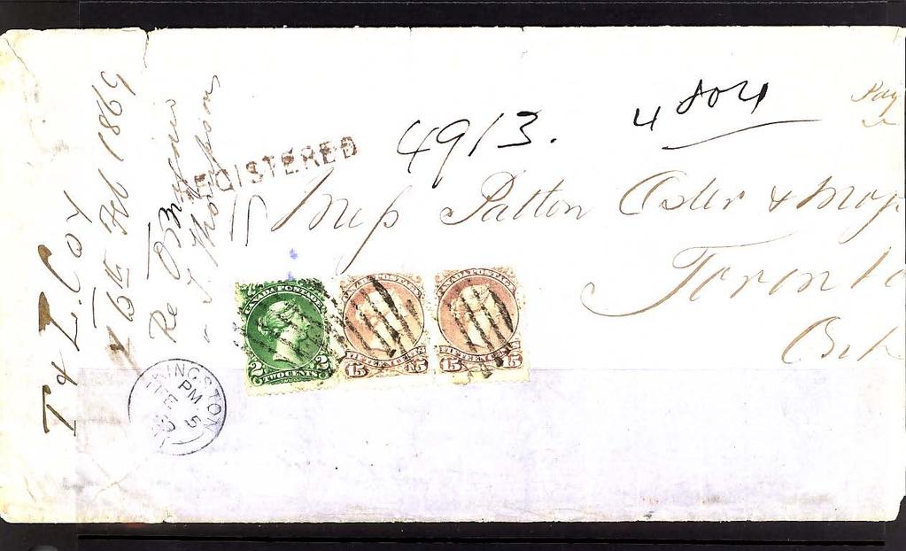 15 Pair used with 2 Large Queen on 1869 cover