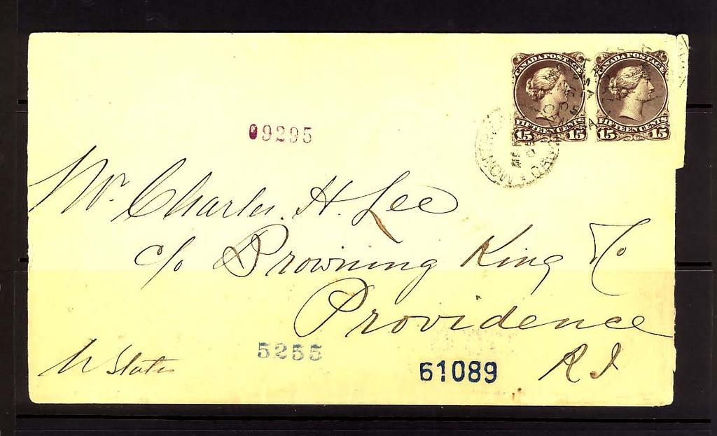 15 IMPERFORATE PAIR (Type 14) on 1905